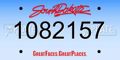 1082157 South Dakota License Plate