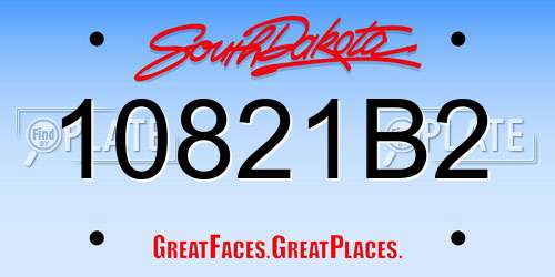 10821B2 South Dakota License Plate