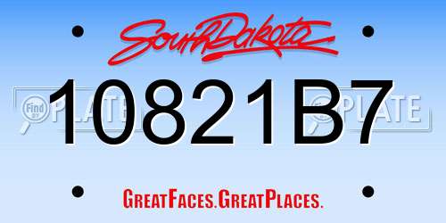 10821B7 South Dakota License Plate