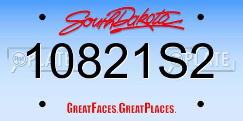 10821S2 South Dakota License Plate