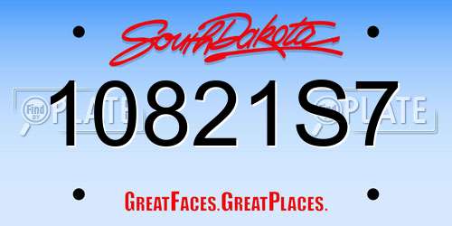 10821S7 South Dakota License Plate