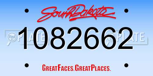 1082662 South Dakota License Plate