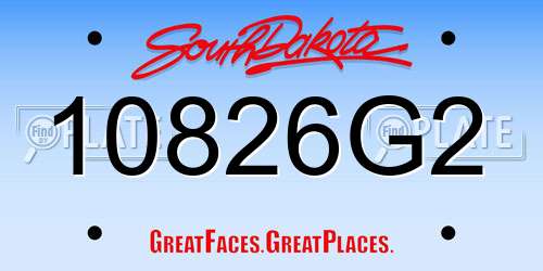 10826G2 South Dakota License Plate