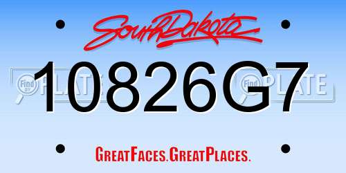10826G7 South Dakota License Plate