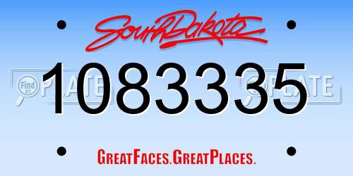 1083335 South Dakota License Plate