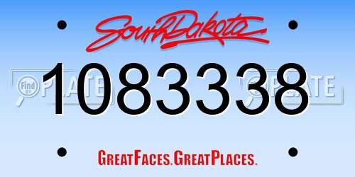 1083338 South Dakota License Plate
