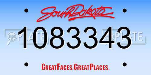 1083343 South Dakota License Plate