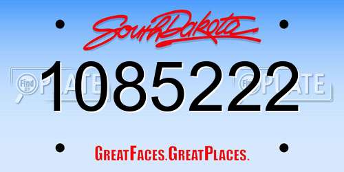 1085222 South Dakota License Plate