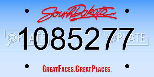 1085277 South Dakota License Plate