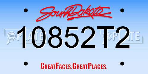 10852T2 South Dakota License Plate
