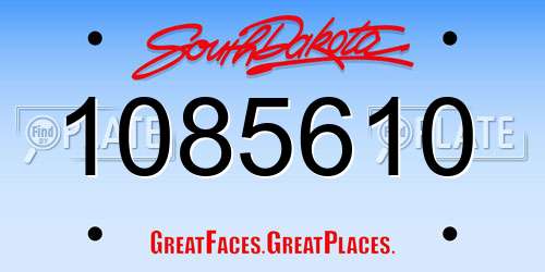 1085610 South Dakota License Plate