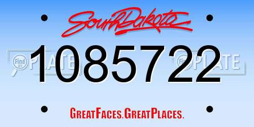 1085722 South Dakota License Plate