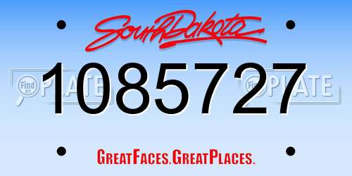 1085727 South Dakota License Plate