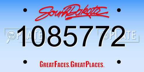 1085772 South Dakota License Plate