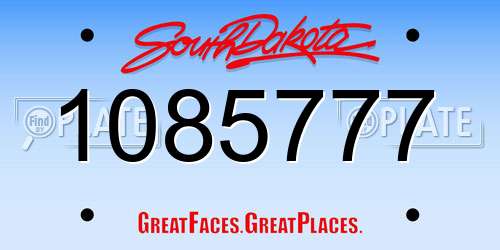 1085777 South Dakota License Plate