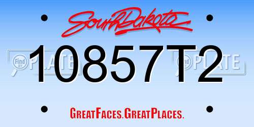 10857T2 South Dakota License Plate