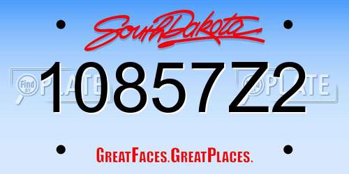 10857Z2 South Dakota License Plate
