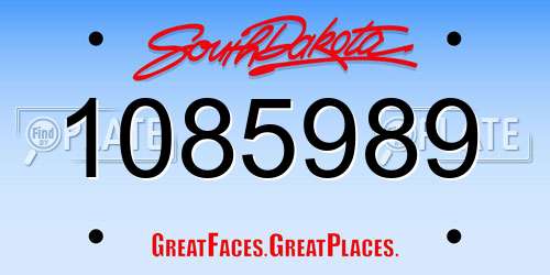1085989 South Dakota License Plate