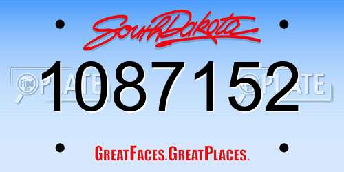 1087152 South Dakota License Plate