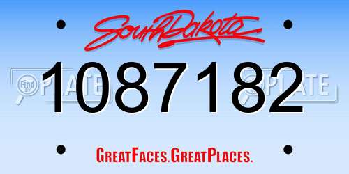 1087182 South Dakota License Plate