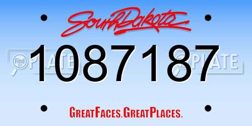 1087187 South Dakota License Plate