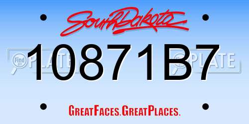 10871B7 South Dakota License Plate