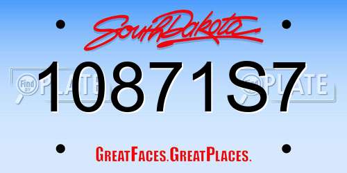 10871S7 South Dakota License Plate