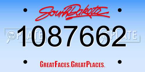 1087662 South Dakota License Plate