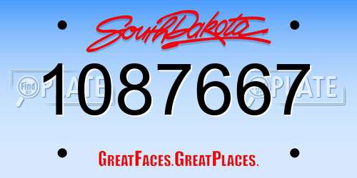 1087667 South Dakota License Plate