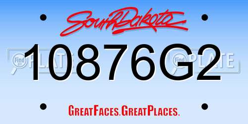 10876G2 South Dakota License Plate