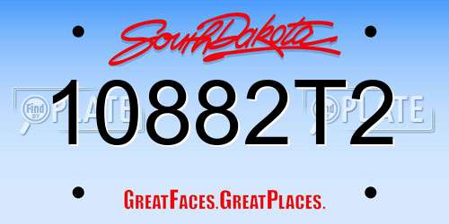 10882T2 South Dakota License Plate
