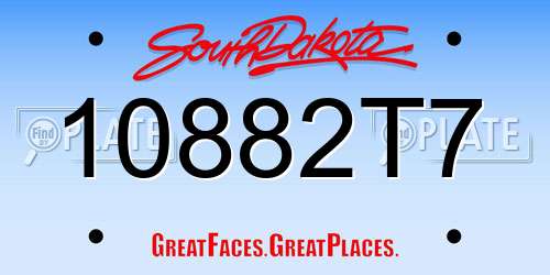 10882T7 South Dakota License Plate