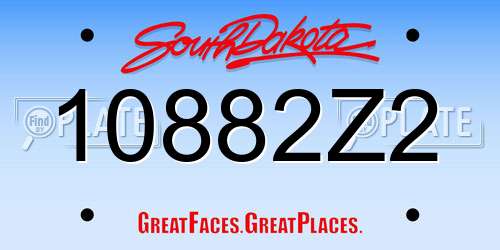 10882Z2 South Dakota License Plate