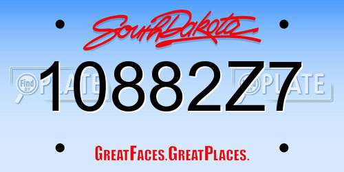 10882Z7 South Dakota License Plate