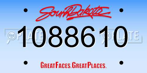 1088610 South Dakota License Plate