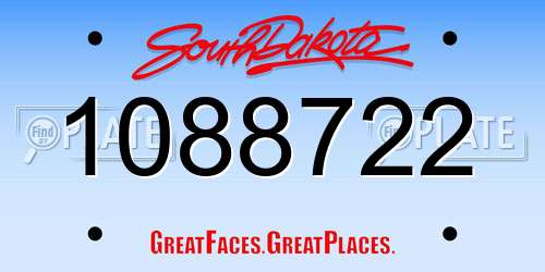1088722 South Dakota License Plate