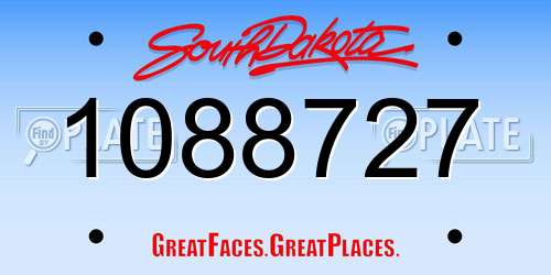 1088727 South Dakota License Plate