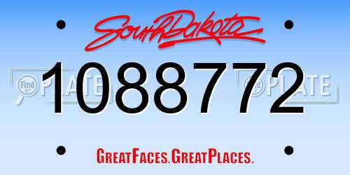 1088772 South Dakota License Plate