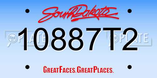 10887T2 South Dakota License Plate