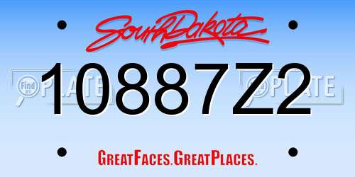 10887Z2 South Dakota License Plate