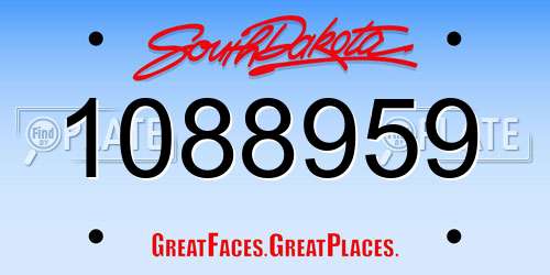 1088959 South Dakota License Plate