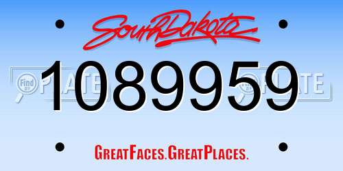 1089959 South Dakota License Plate