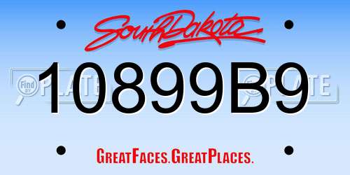 10899B9 South Dakota License Plate