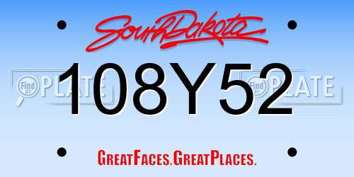 108Y52 South Dakota License Plate