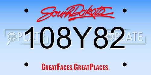 108Y82 South Dakota License Plate