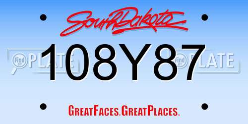108Y87 South Dakota License Plate