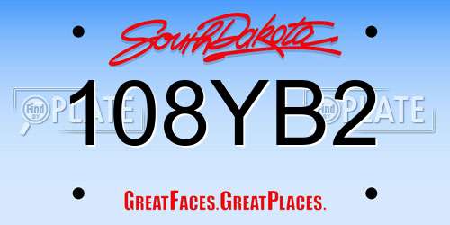 108YB2 South Dakota License Plate