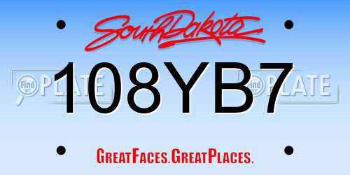108YB7 South Dakota License Plate