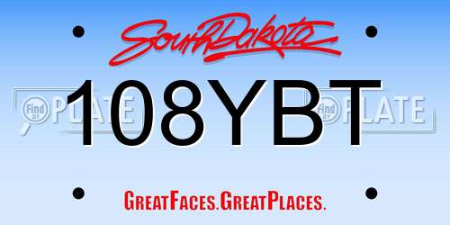 108YBT South Dakota License Plate