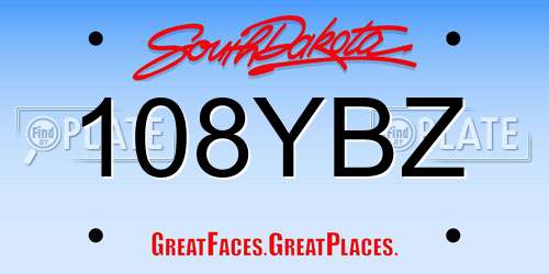 108YBZ South Dakota License Plate